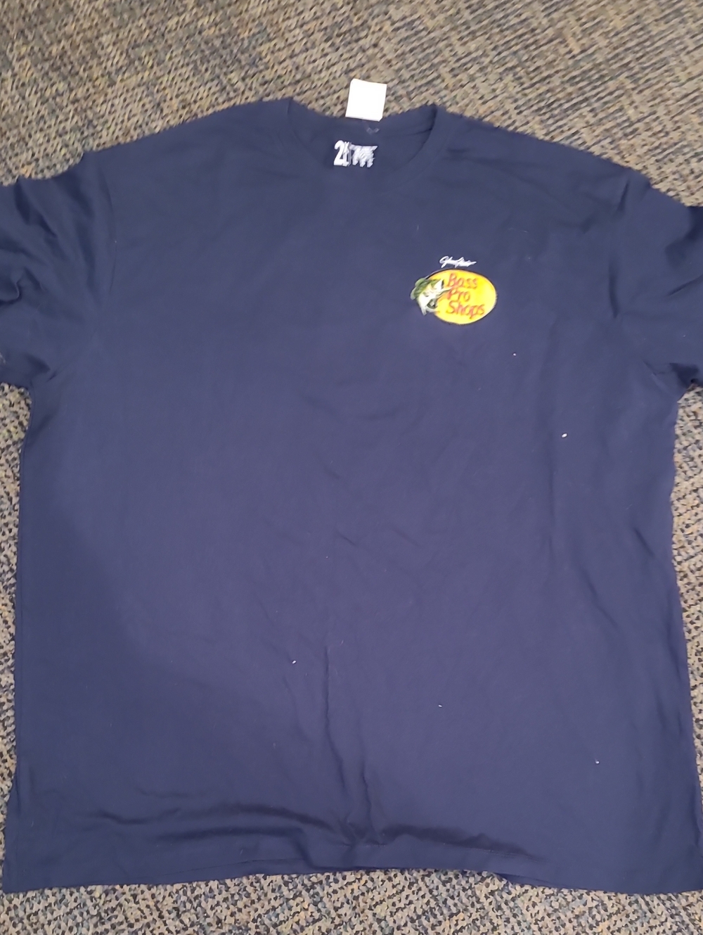 Bass Pro Shops Navy Short Sleeve Logo Tee - Yellow Accent 2XL